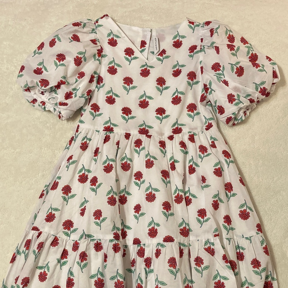 Janie and Jack Red Floral Puff Sleeve Dress